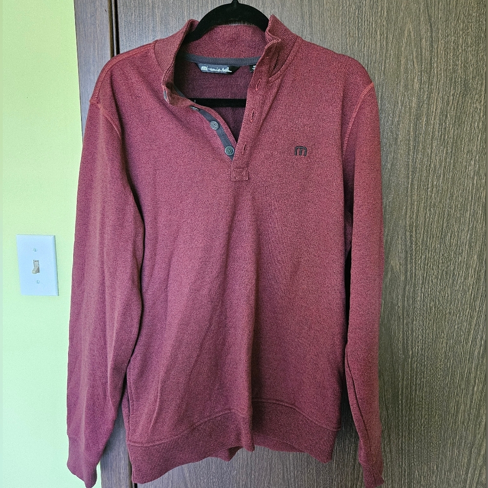 Men's Travis Mathew Quarter Button Up Red Size Medium